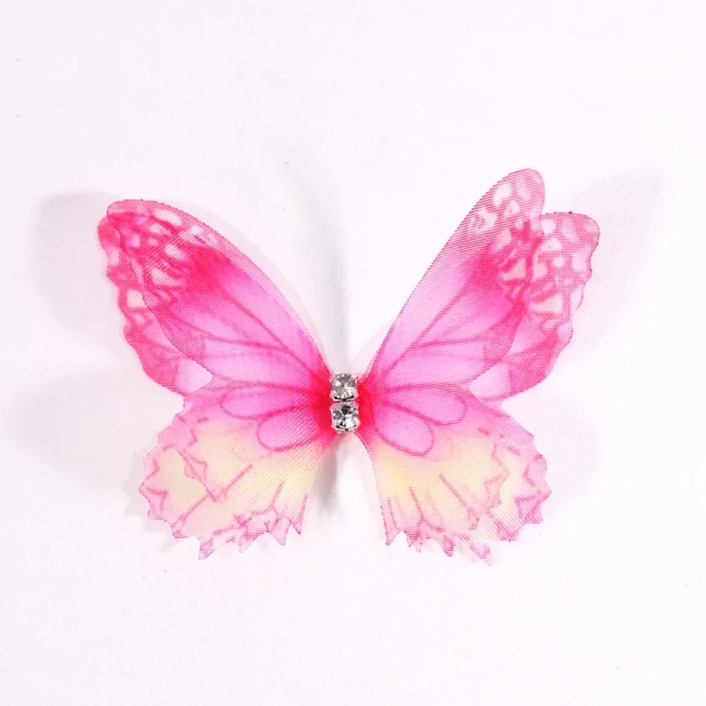 50Pcs 3D Organza Butterfly Appliqués – Gradient Mesh Patches