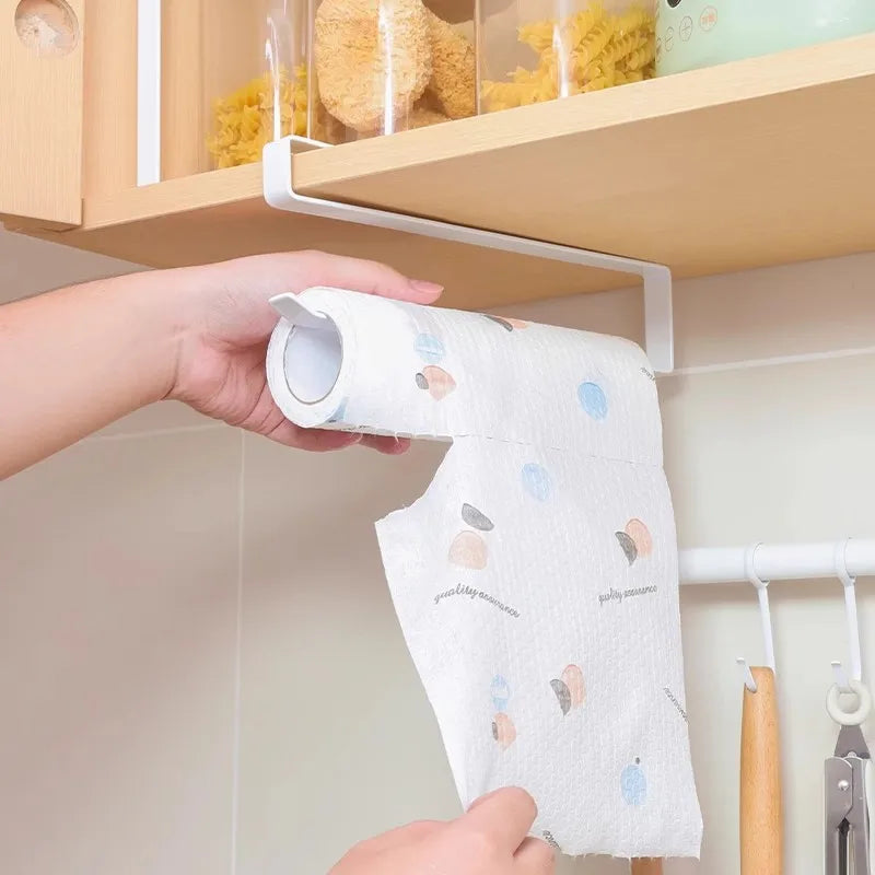 1pc hanging toilet paper holder black/white household storage rack roll paper holder towel rack kitchen bracket Oasis Select