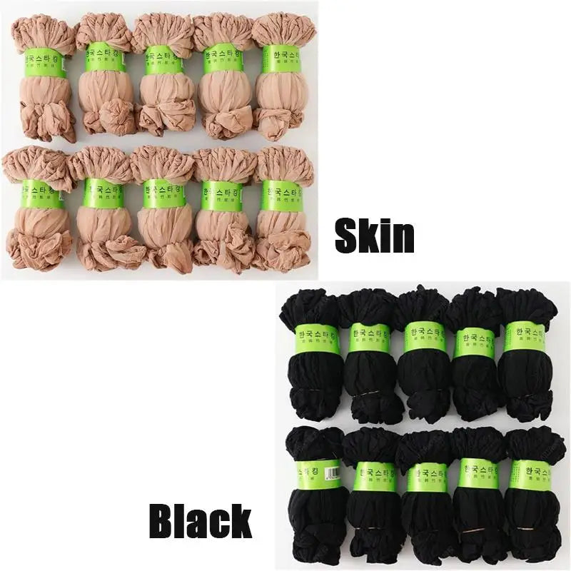 10/20/30Pairs Transparent Summer Socks Ultrathin Women Nylon Ladies Female Short Ankle Meias Elastic Crystal Spring Silk Sox Oasis Select 10 Skin-10 Black