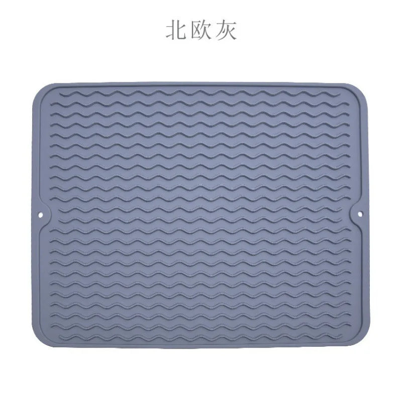Silicone Water-draining Mat Water-patterned Placemat Foldable Table Mat Tableware Mat, Wine Glass Nordic Simple Dining Mat Oasis Select Nordic Grey 30 40