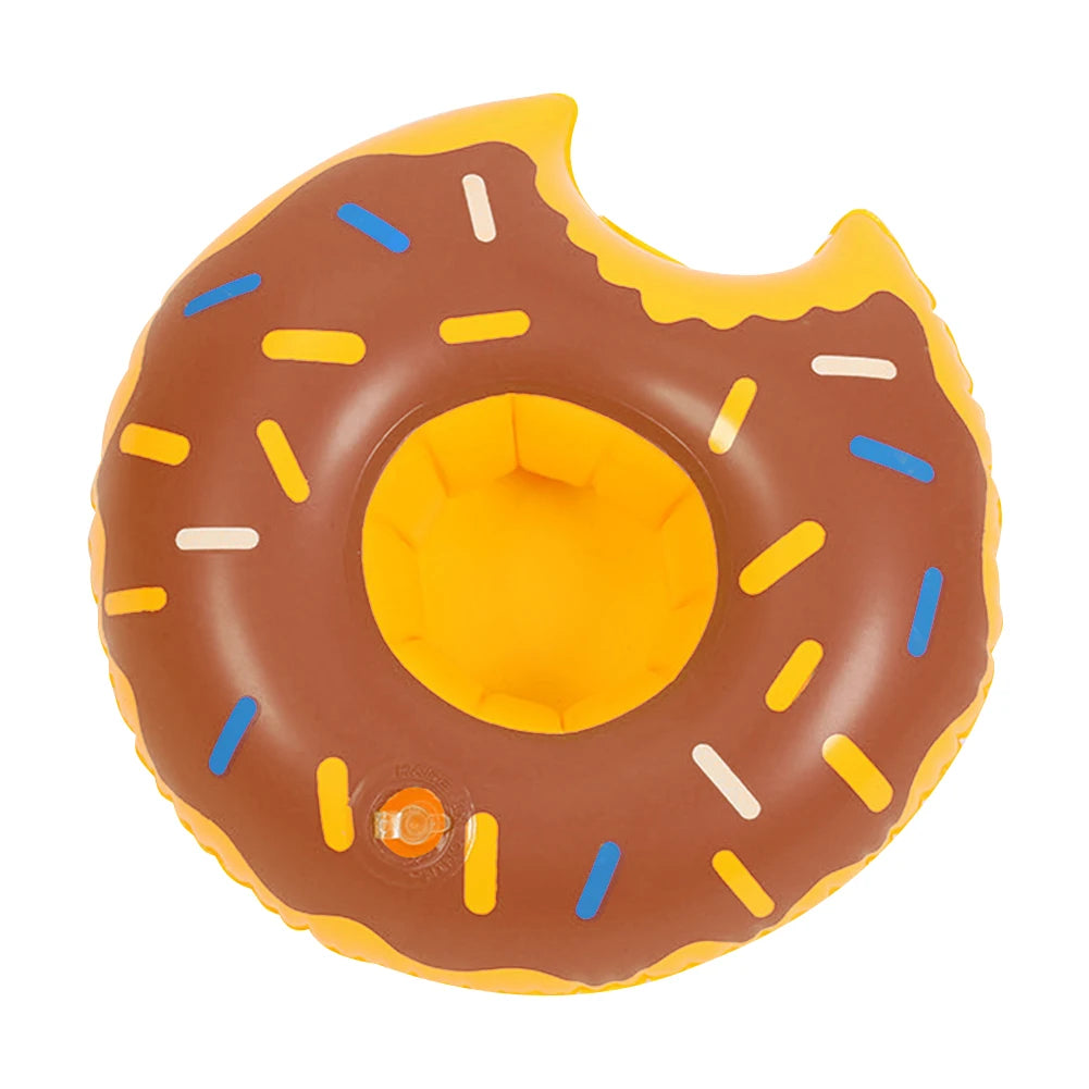 Cartoon Donuts Cup Cushion Multicolor Water Inflatable Coasters Portable Inflatable Circle Coasters for Holiday Birthday Party Oasis Select Brown spain