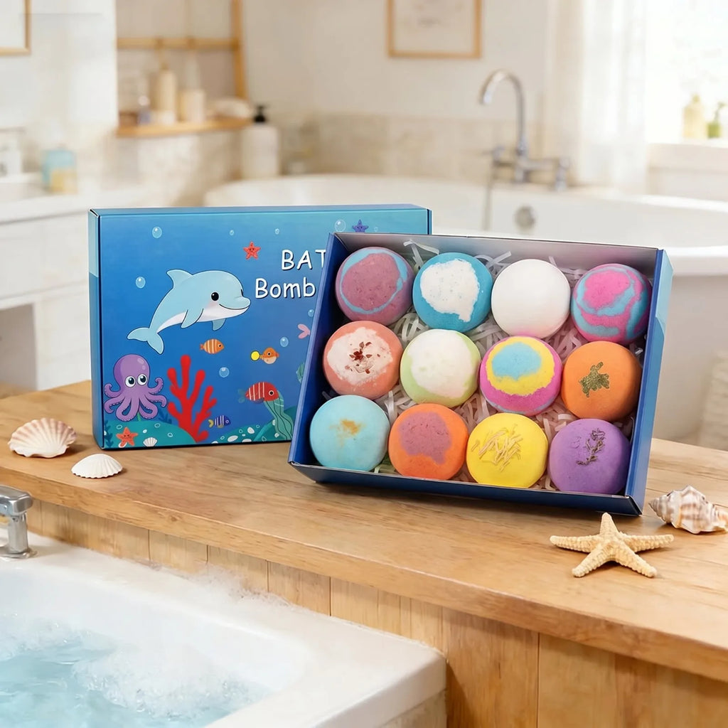 6-12PCS Bath Bombs Surprise Toy Inside Bath Bombs Natural Mega Bubbles Ocean Theme Skin Friendly Set Birthday Gift Oasis Select