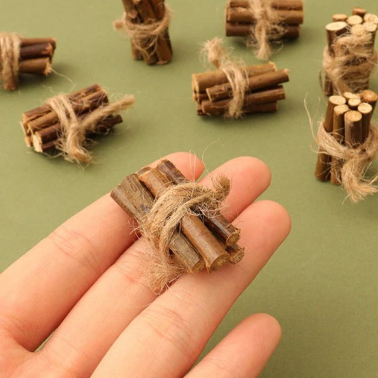 2/5Bundles 1:12 Dollhouse Miniature Bonfire Firewood Model Party Living Scene Decor Toy Doll House Accessories Oasis Select