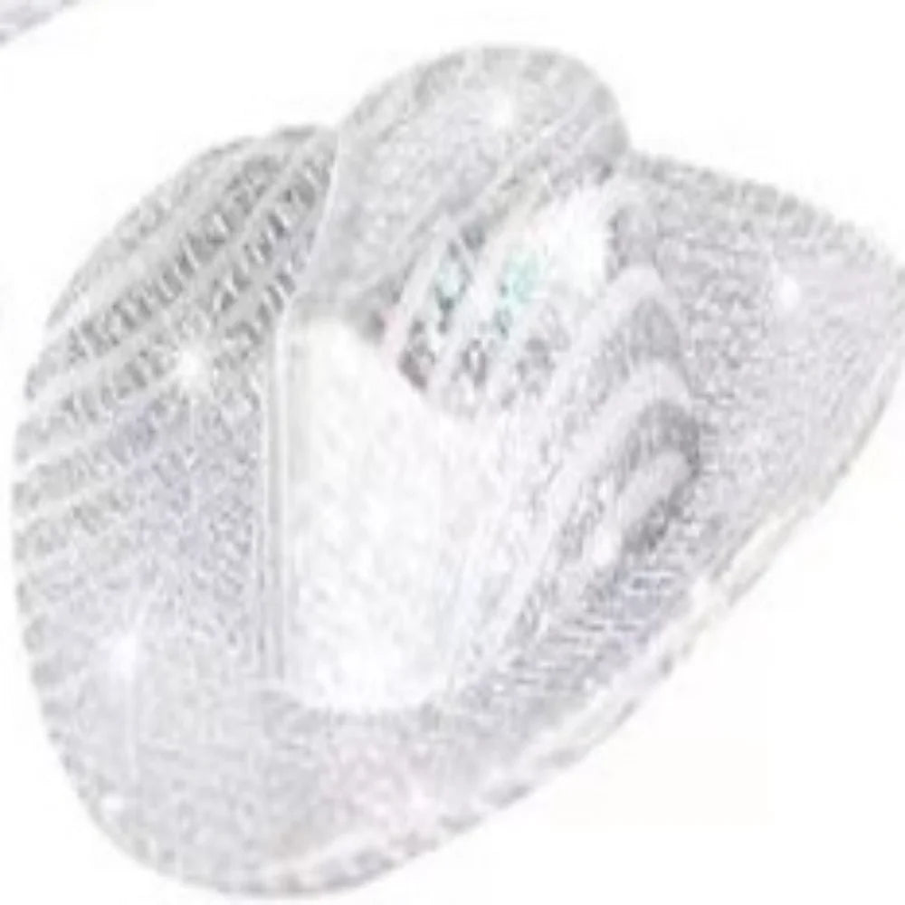Neon Glitter Cowboy Hat Hair Clip Glowing 6.5cm Decoration Accessories Disco Party Rave Festival Accessories Oasis Select white
