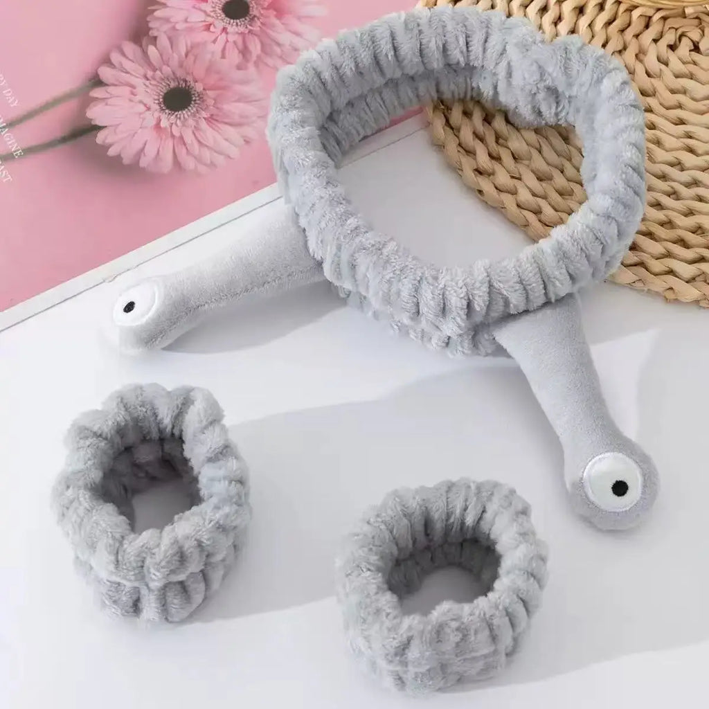 Elastic Headbands Women's Cute Coral Fleece Creative Hair Accessories for Makeup Snail Spa Hair Bands Cartoon Design Hairbands Oasis Select C