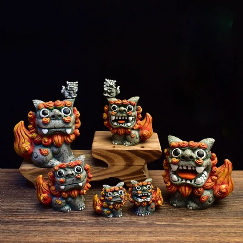 A Pair Of Chinese Lion Ornaments Cute Town House Little Lion Desk Lucky Prosperous Business Lucky Lion Oasis Select