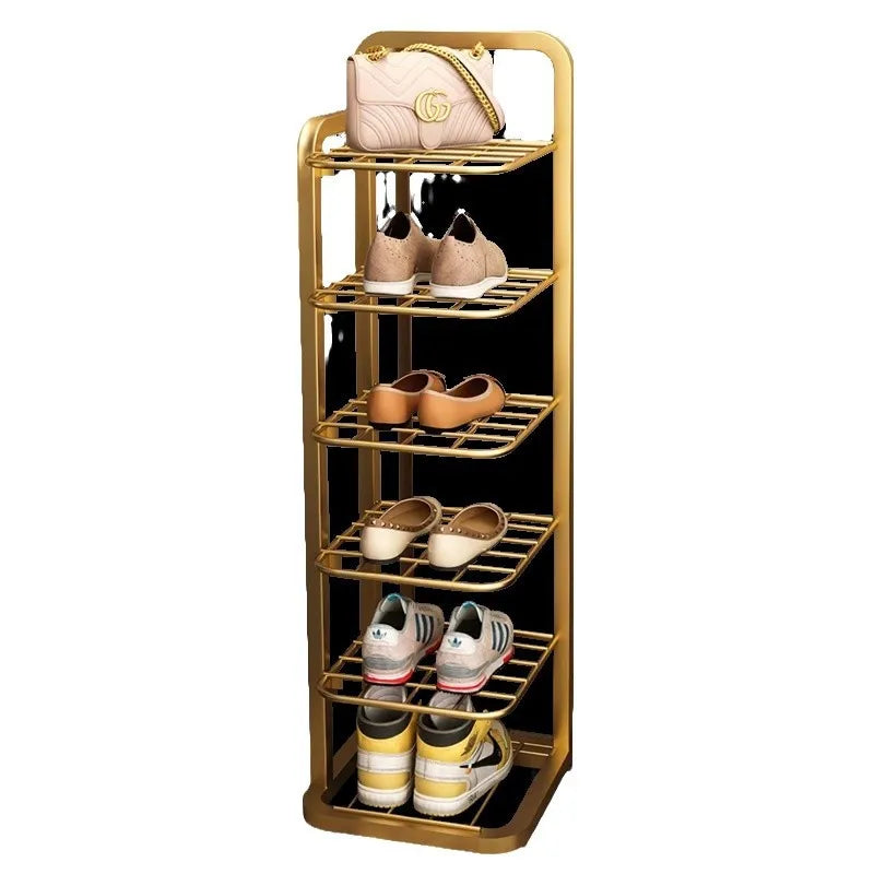 Wrought iron shoe rack, simple multi-layer dust-proof shoe cabinet, narrow and mical corner shoe rack in dormitory Oasis Select
