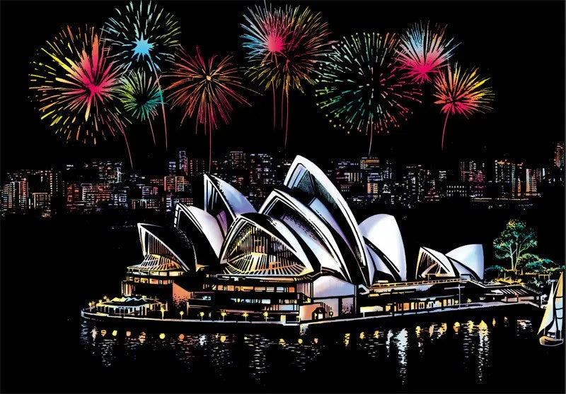 Scratch Painting Paper ,City Series Night Scene,Scratch Painting Creative Gift,Scratch board for Adult and Kids,with 4 Tools Oasis Select Sydney Opera House