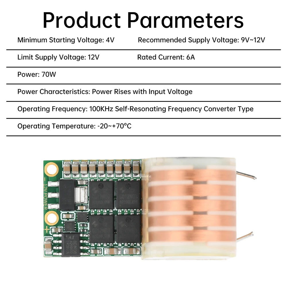 DC 9-12V to AC 20KV High Frequency AC Booster Coil High Voltage Ignition Module 12V Low Heat Arc for 10 Minutes 70W Oasis Select Default Title