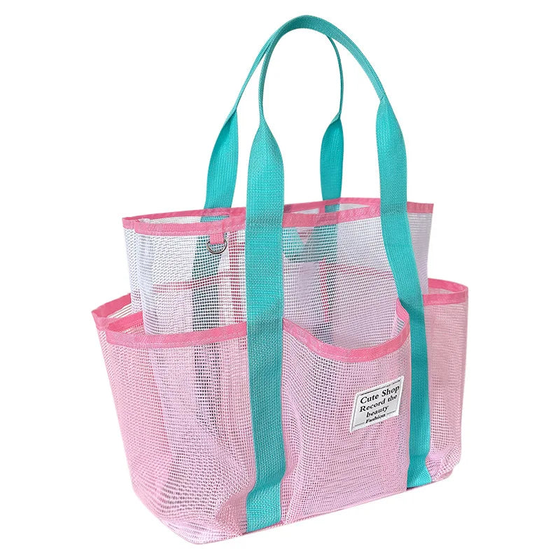 Mesh Swimming Bag Portable Large-capacity Beach Bag Travel Bath Fitness Wash Swimsuit Storage Breathable Mesh Bath Pocket Bag Oasis Select