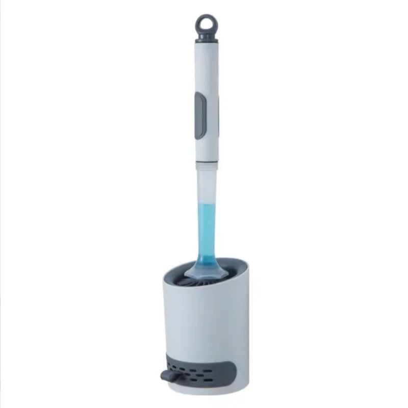 Soft Bristle Toilet Brush Set with Holder Long Handle Plastic Household WC Cleaning Tool for Bathroom Deep Toilet Cleaning Oasis Select white