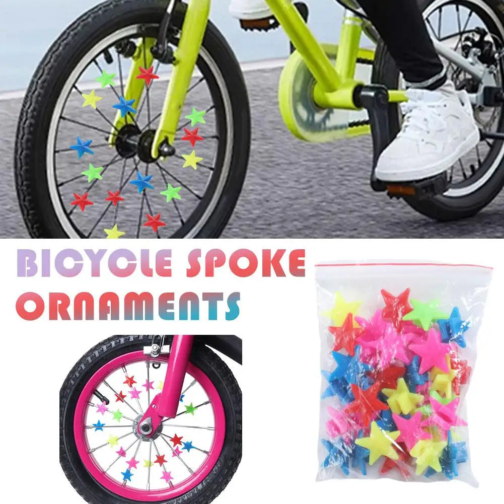 36Pcs Bike Bead Spoke Beads Colorful Safety Kids Clip Bicycle Round Multi-color Love Heart Stars Wheel Accessories Decoration Oasis Select