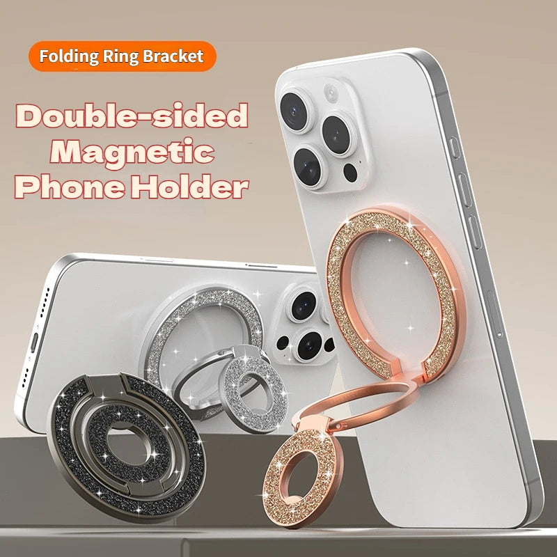 Mobile Phone Strong Magnetic Holder for Magsafe Double-sided Magnet Stand Portable Folding Ring Bracket for Xiaomi iPhone 16 15 Oasis Select