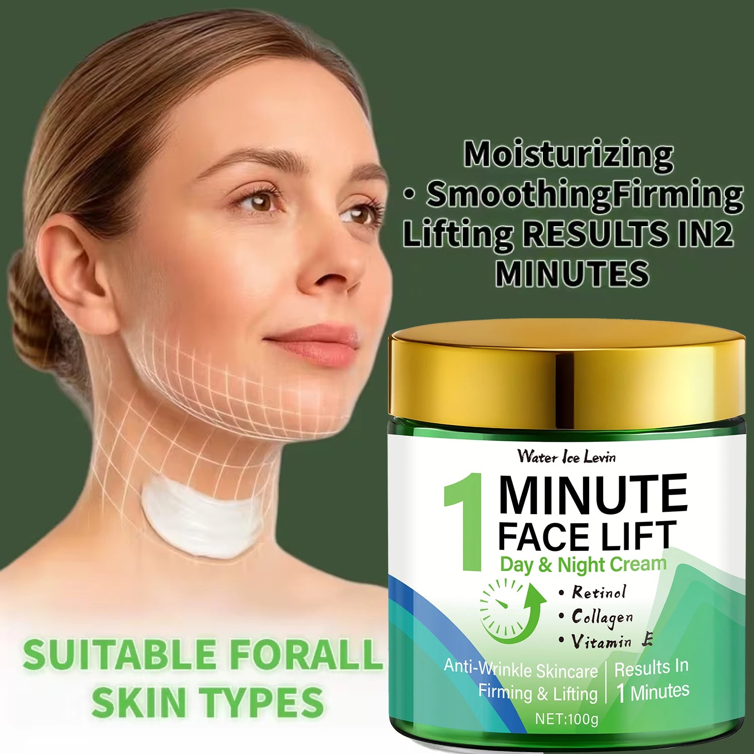 Minute Face Lift Day & Night Cream with Retinol & Collagen for Instant Firming & Deep Moisture. Oasis Select