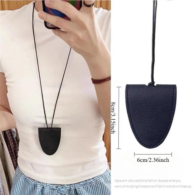 Exquisite and Compact Magnetic Neck Hanging Glasses Bag Necklace Storage Bag Sunglasses Women's Pendant Oasis Select black