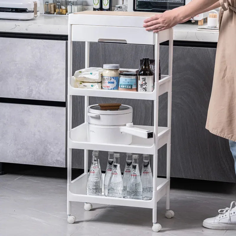 Multi-functional trolley floor rack kitchen living room mobile multi-layer bedroom bedside storage rack Oasis Select