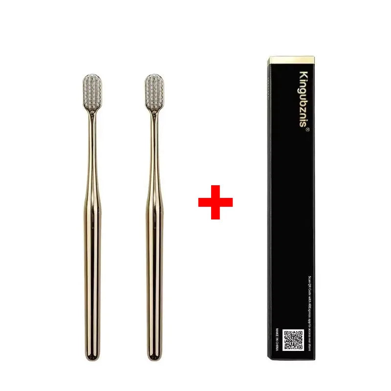 1/2/4pcs Luxury Soft Bristles Toothbrush Men Women Adult Tooth Brush Gold Silver Dental Brushes Elegance Toothbrushes Portable Oasis Select 2pcs Gold White