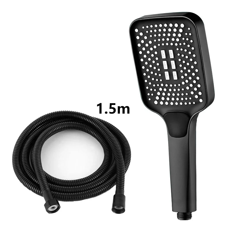 Square High-Pressure Handheld Shower Head – 3 Spray Modes
