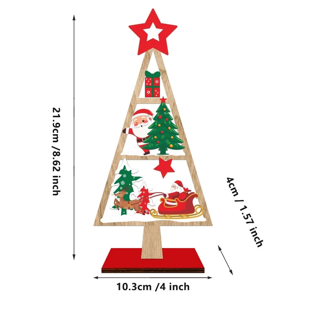 Wooden Christmas Tree Desktop Ornament | Holiday Decor Gift