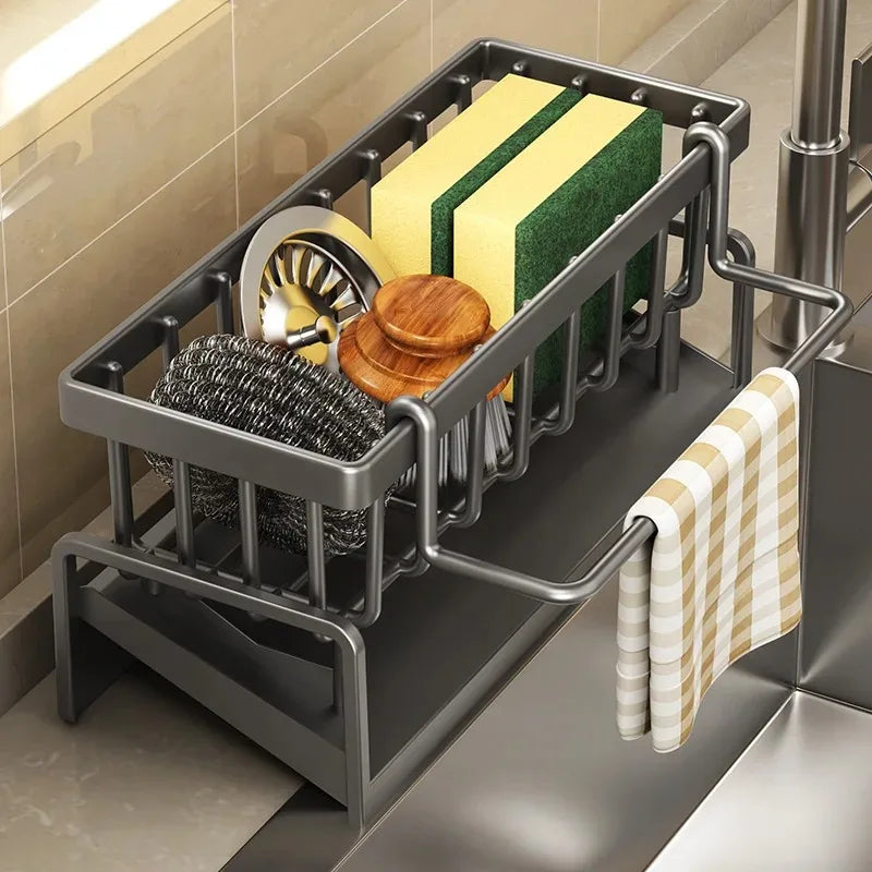 Kitchen Sink Drain Rack – Sponge, Soap & Towel Holder Sink Organizer Rack Oasis Select