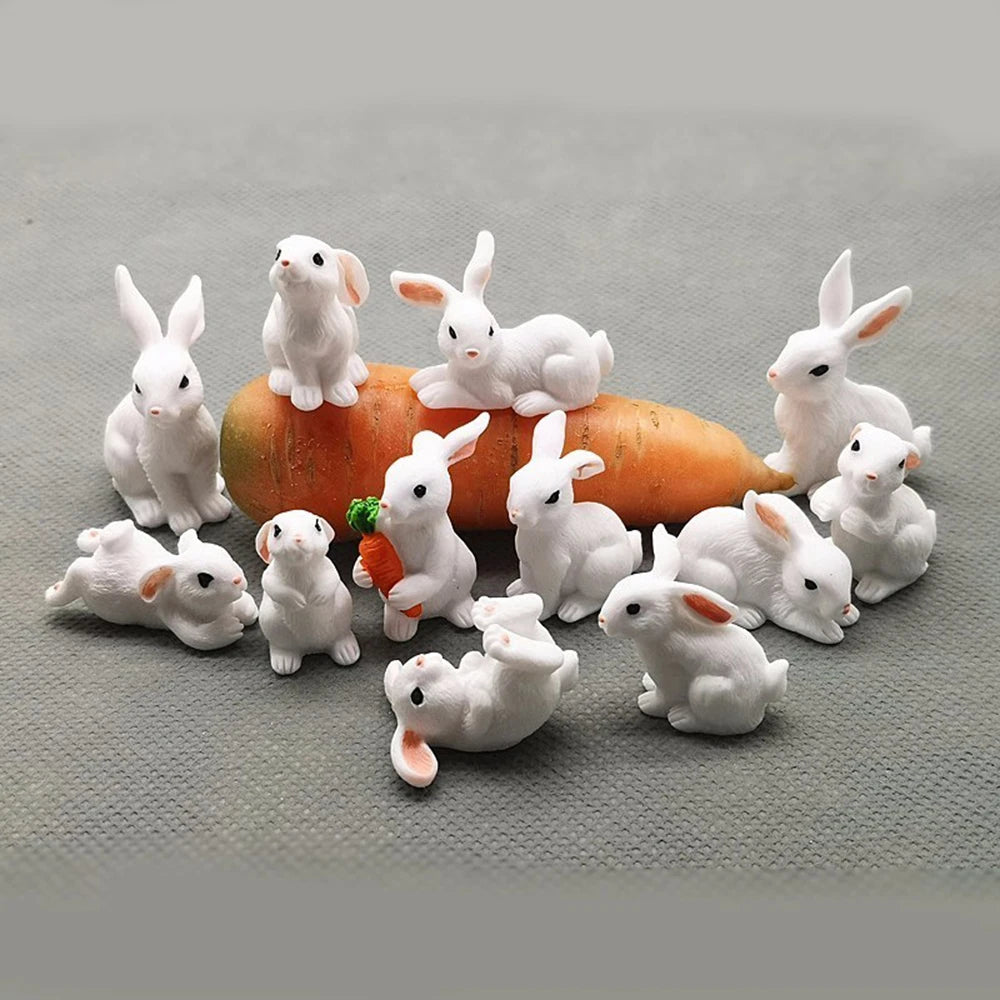 Fairy Garden Micro Landscape Resin Bunny Statue Miniature Rabbit Figurine Dollhouse Ornament White Hare Mini Animal Oasis Select