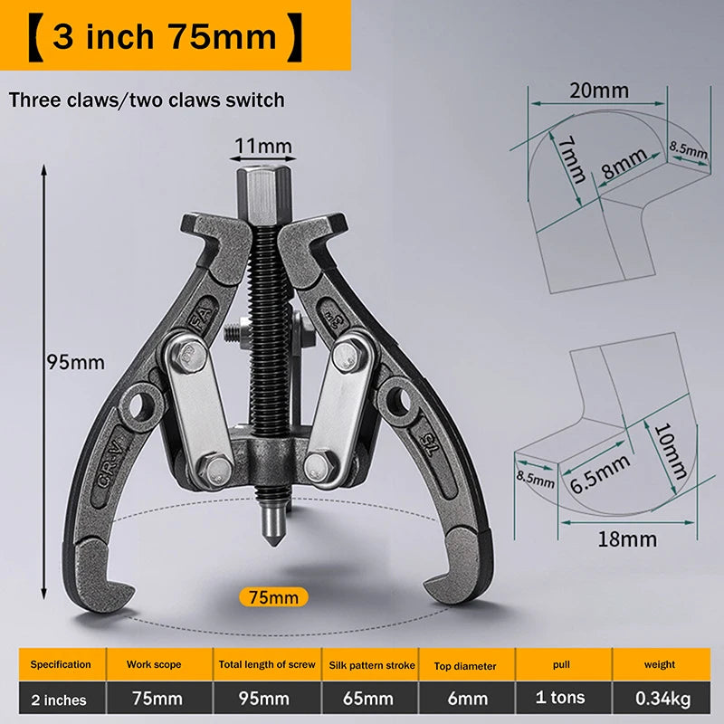Gear Puller 3/4/6/8/10 Inch 3 Jaw Reversible Pulley Remover Tool Bearing Flywheel Removal Kit Heavy Duty Professional Grade Oasis Select A1