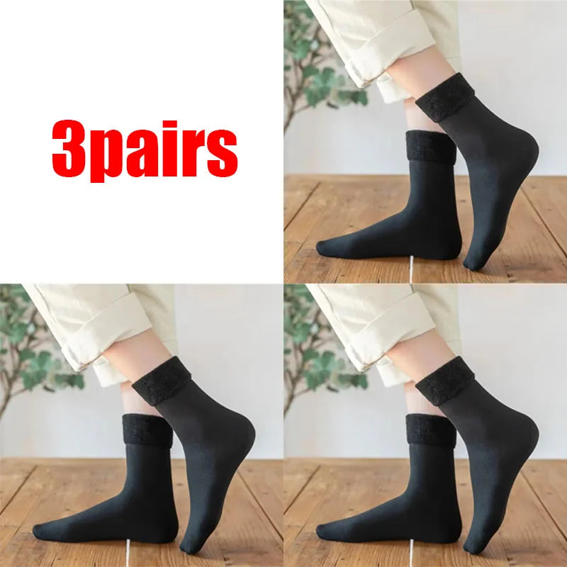1/3/5pairs Women'S Velvet Thick Floor Socks Home Sleeping Socks Winter Warm Soft Warm Plush Sock Girls Solid Color Velvet Socks Oasis Select black 3