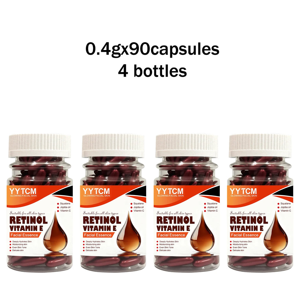 Retinol Vitamin E Capsule Essence – Hydrates, Firms & Brightens Face Capsule Serum Oasis Select 4 Bottles 90 Capsules