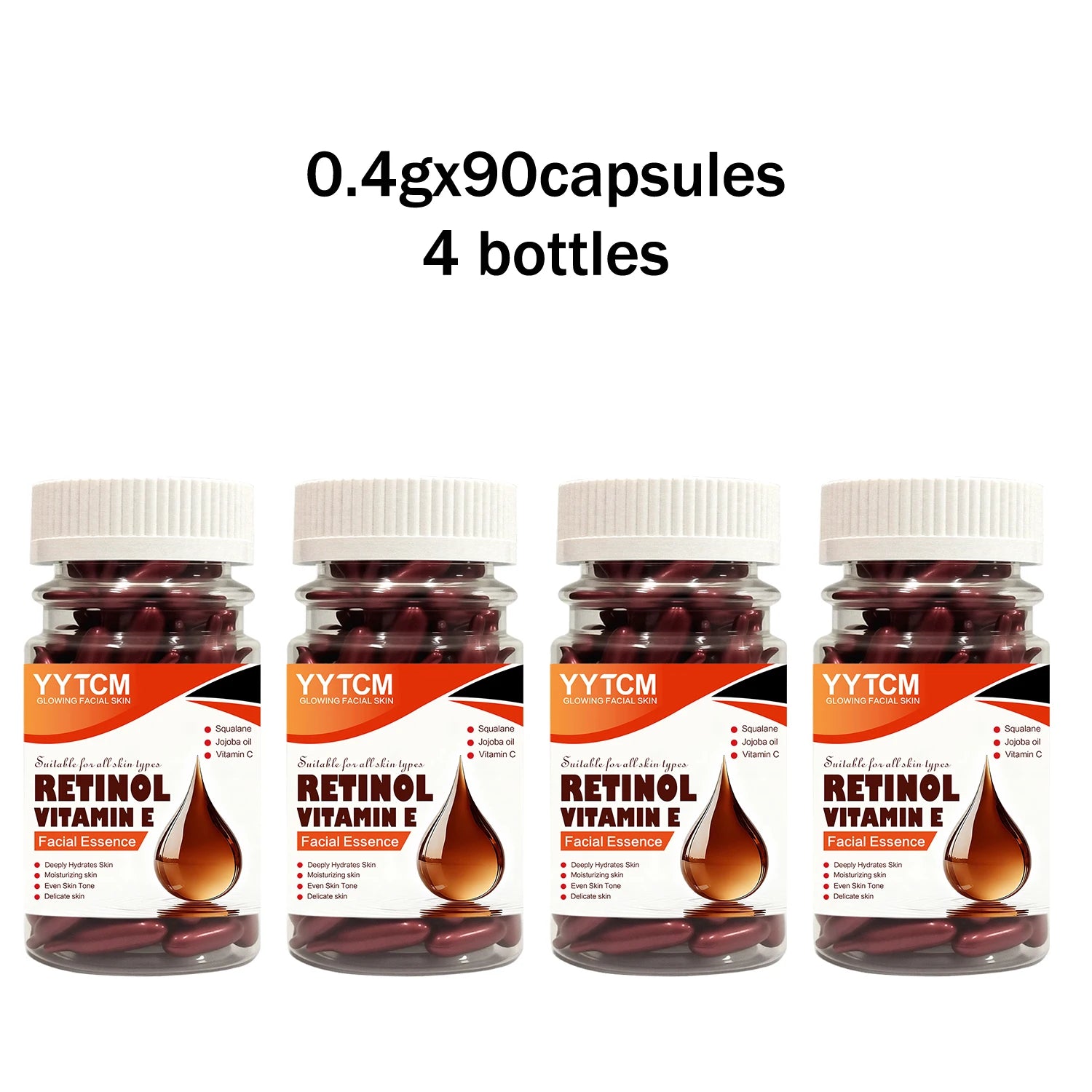 Retinol Vitamin E Capsule Essence – Hydrates, Firms & Brightens Face Capsule Serum Oasis Select 4 Bottles 90 Capsules