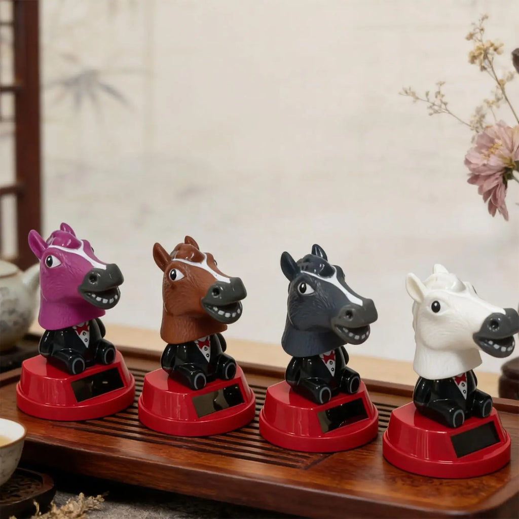 Car Ornament Solar Ornament Bobblehead Doll horse Shape Ornament Gift Creative Interior Car Supplies Car Dashboard Ornament Oasis Select