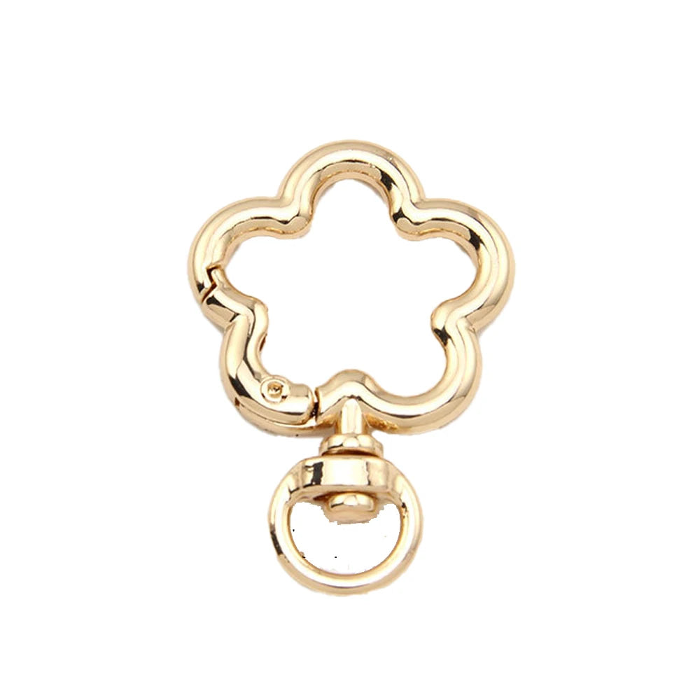 5pcs Metal Flower Shape Keychain Clasp Swivel Snap Key Chain Bulk Blossom Spring Snap Lobster Claw Hook for Keyring Craft DIY Oasis Select Gold 41mm