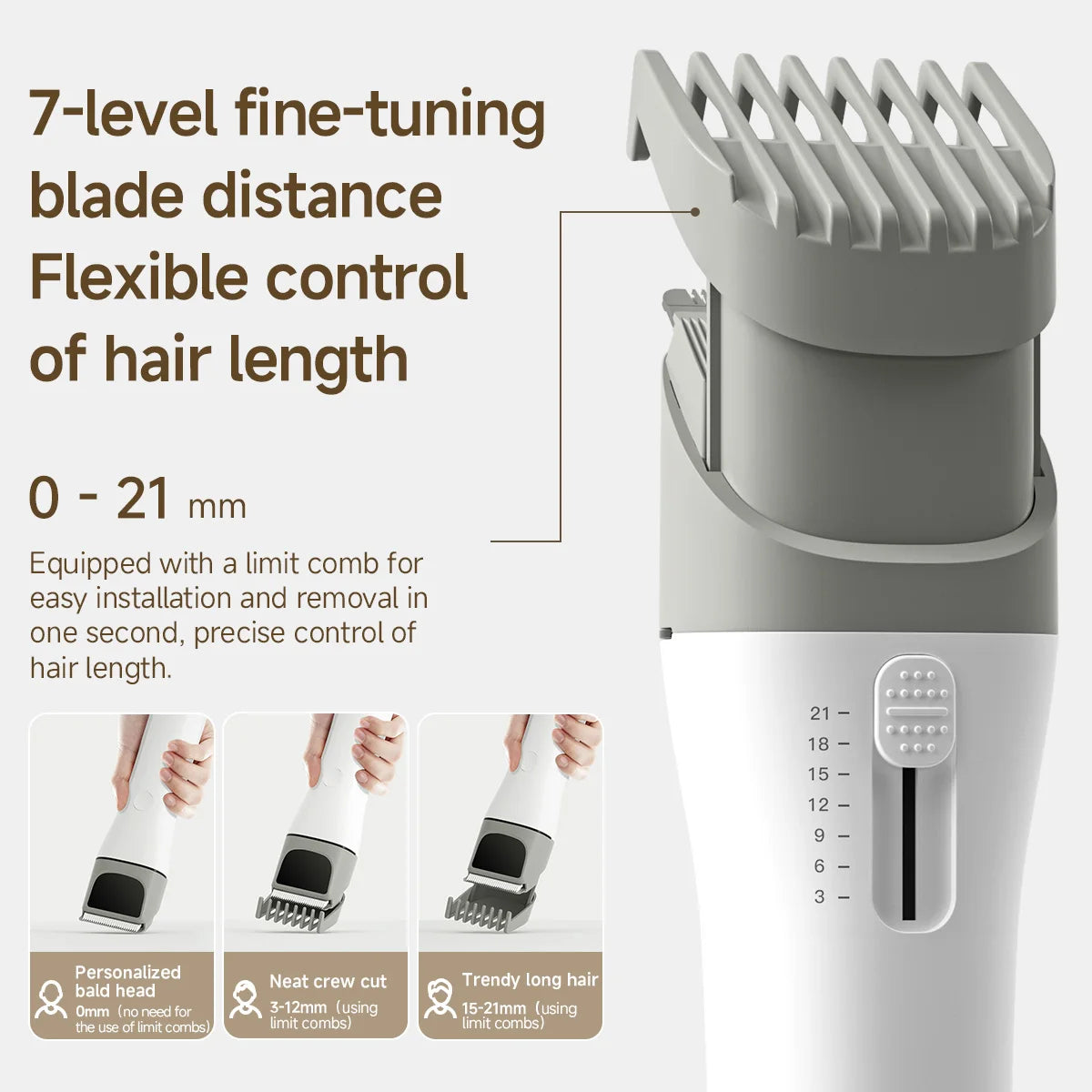 DOCO Electric Hair Clipper Trimmers Professional Cordless Type-C Charging Ceramic moving knife Haircut Adjustable Oasis Select