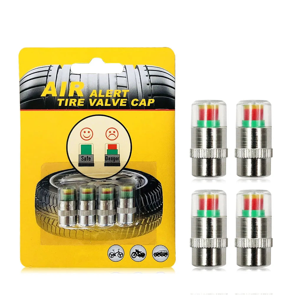 Tire Pressure Valve Stem Caps – 3-Color Alert, 4 or 8 Pack Tire Pressure Cap Oasis Select