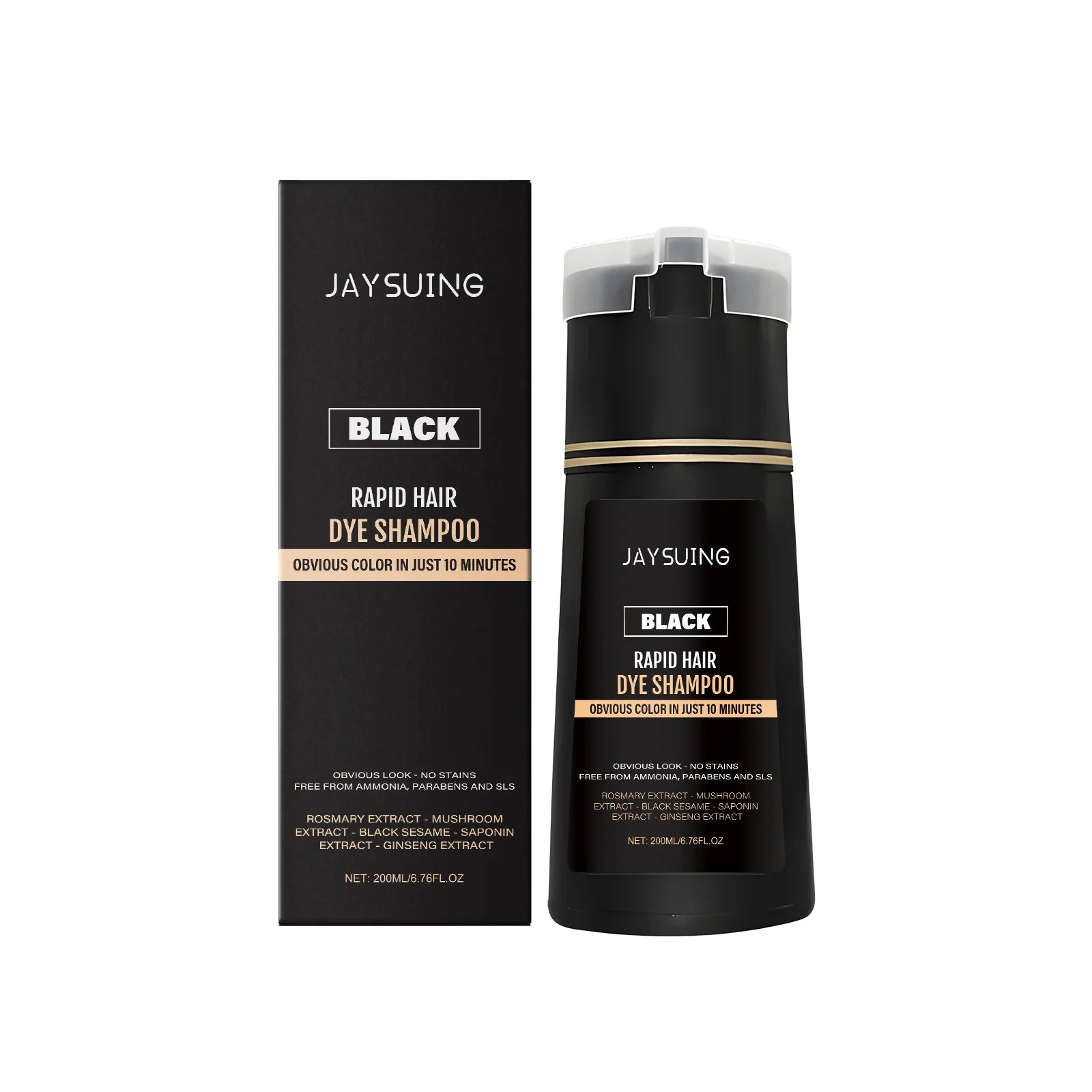 Jaysuing 3-in-1 Men's Hair Dye Shampoo – Gray Coverage 200ml Hair Dye Shampoo Oasis Select Black 200ml