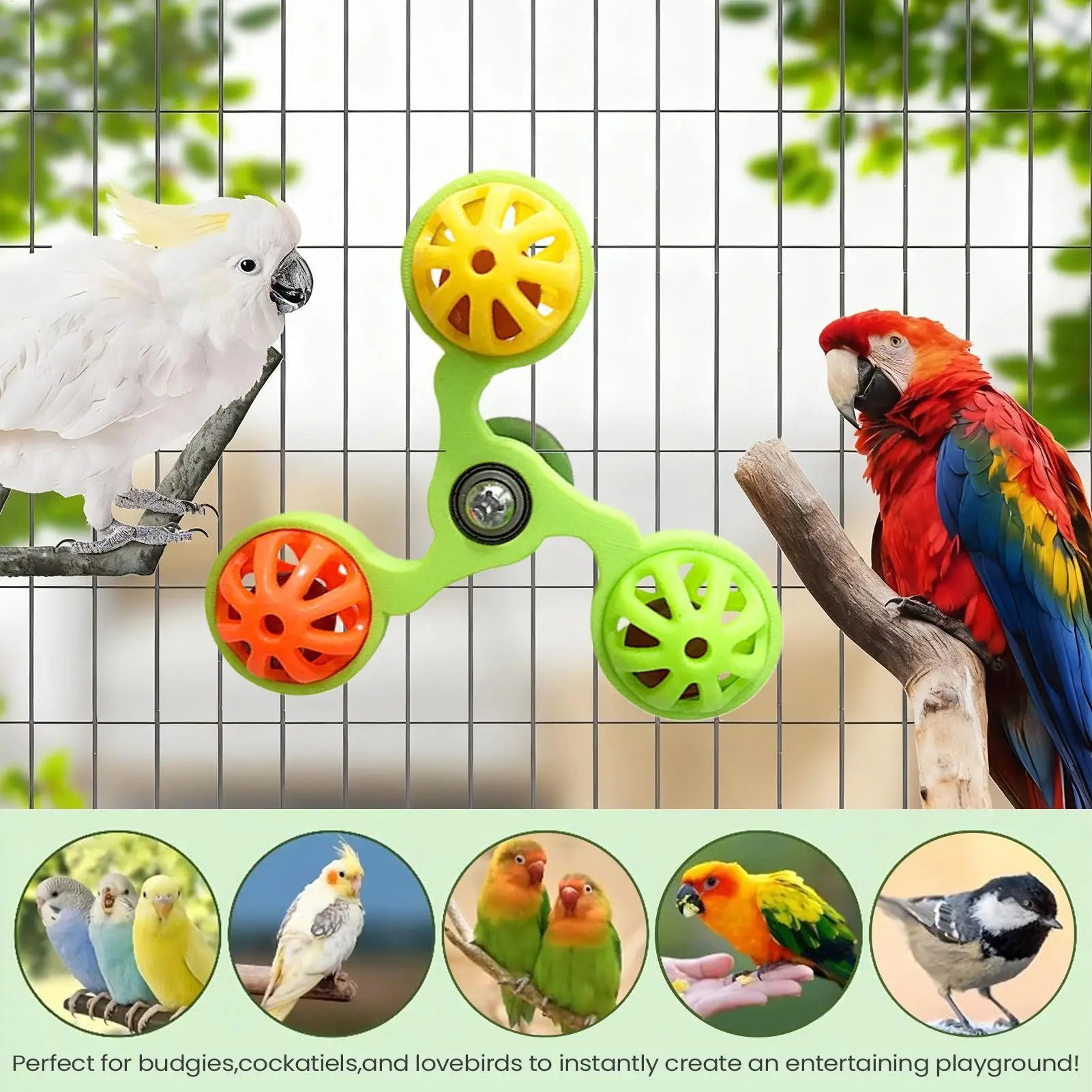 Parrot Toys Interactive Rotating Windmill Toy Bird Cage Toy For Parrots Rotating For Stimulation Entertainment Play Chewing Oasis Select