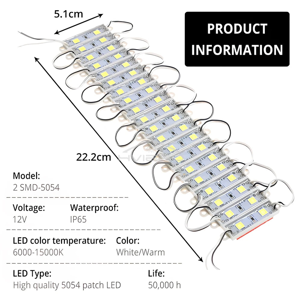 20-Pack 5054 SMD 12V Waterproof LED Modules – Home & Garden