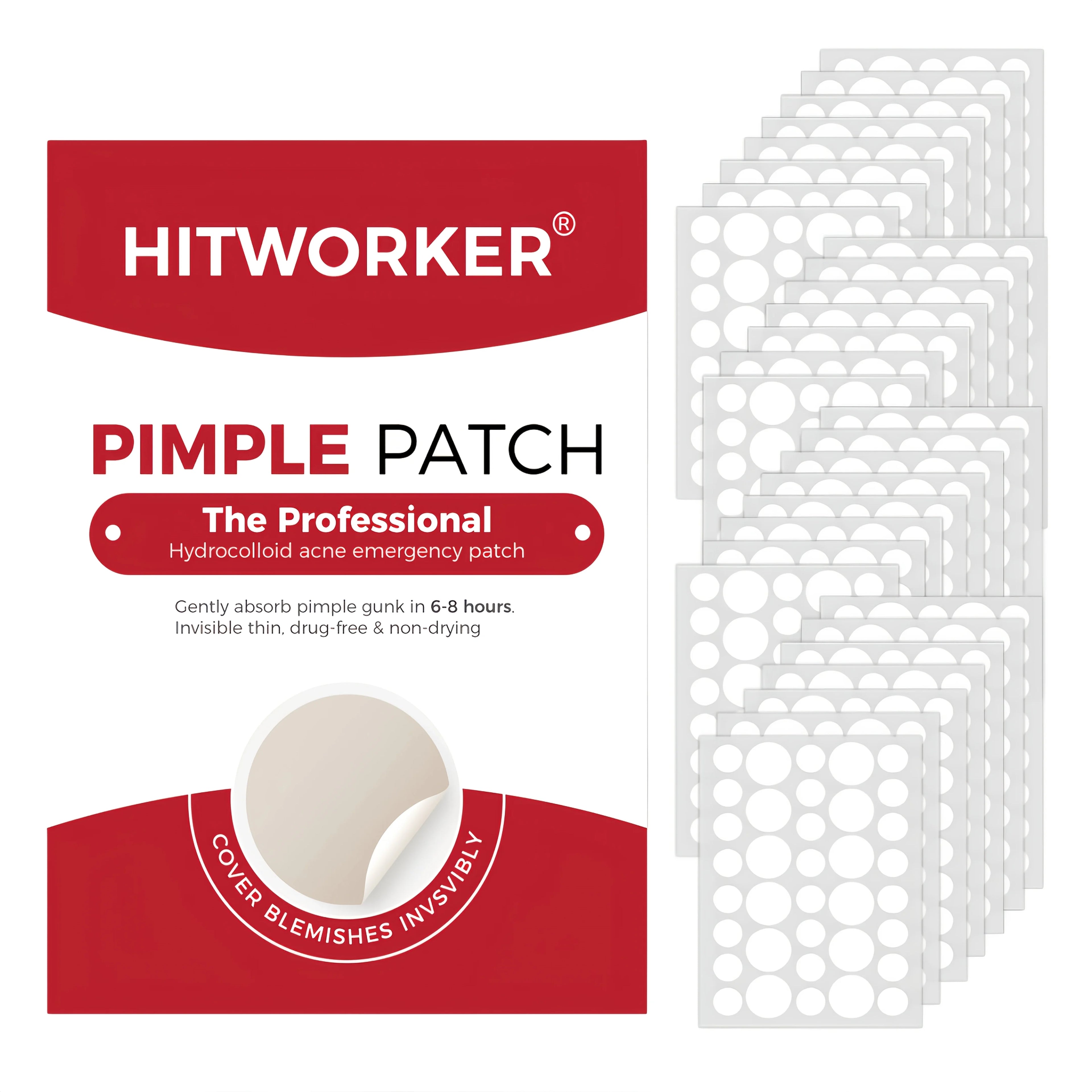 180/360/720 HITWORKER Acne Patch, with water-based gel for body temperature and non irritating properties. Circular transparent Oasis Select 720PCS