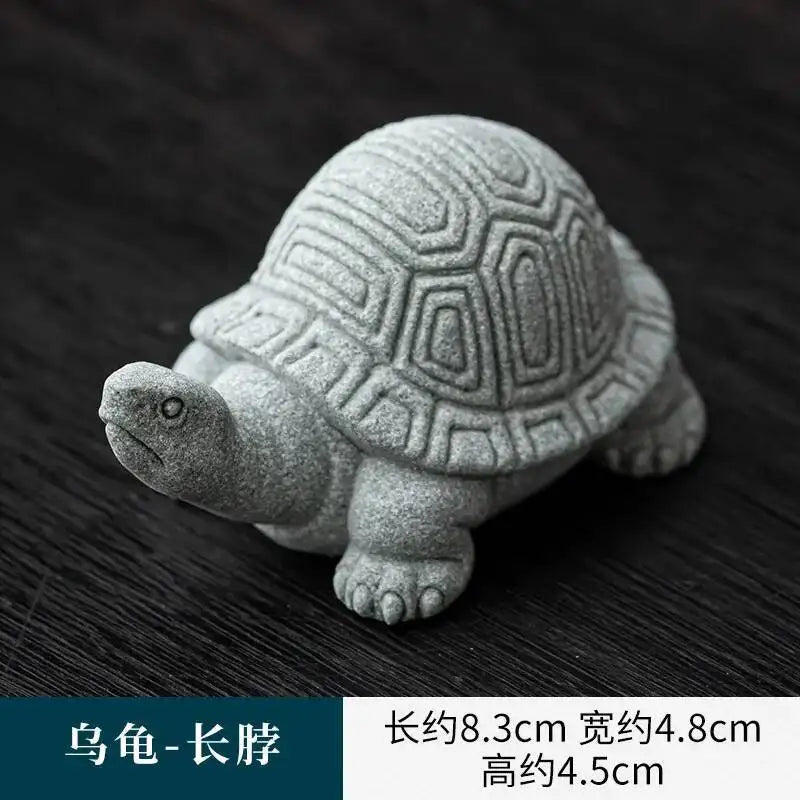 National Trend Green Sandstone Small Ornament Home Desktop Decoration Tea Table Tea Tray Decoration Paperweight Cover Pen Holder Oasis Select Turtle-long Neck