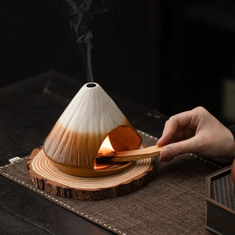 Ceramic Palo Santo Sticks Holder Incense Burner Sage Incense Holders with Chimney Ash Catcher Tray for Meditation Yoga Room Oasis Select