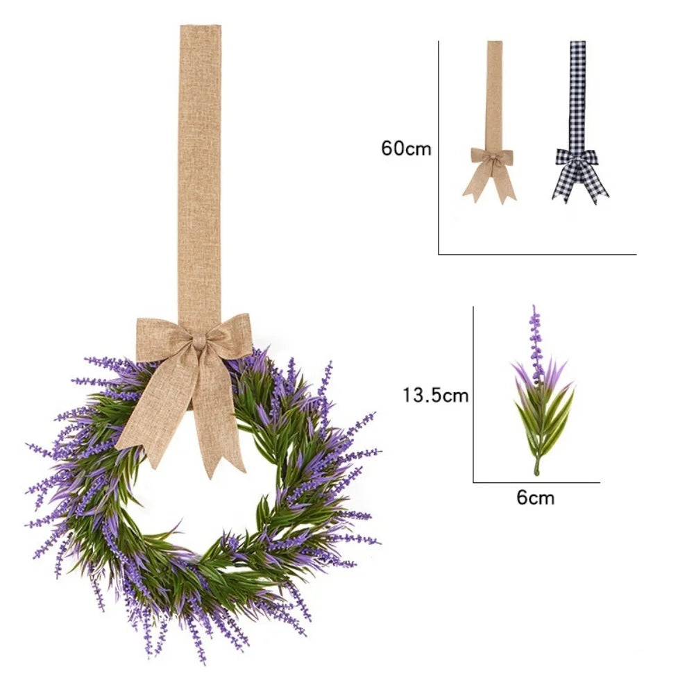 New Christmas Simulation Wreath with Bow Ribbon Pine Needle Vine Ring Door Garland Hanging Ornaments Party Home Decor Gifts Oasis Select