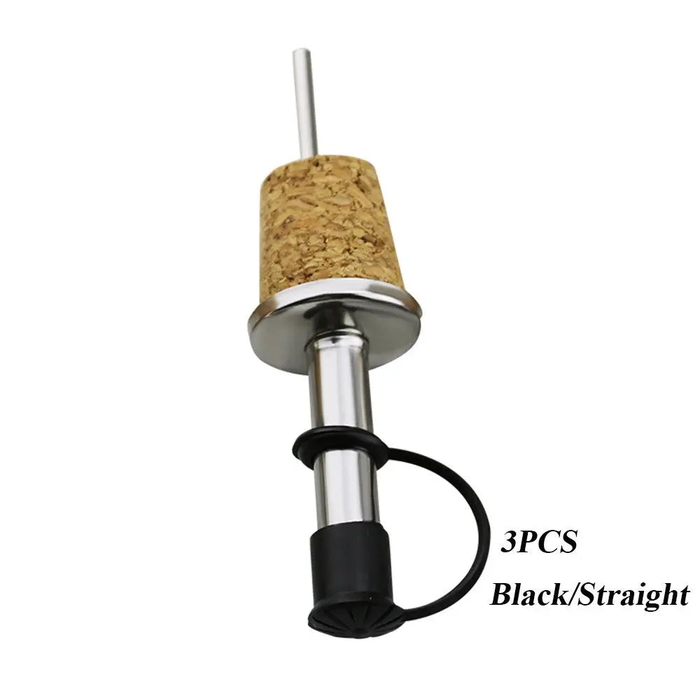 1/3pcs Bar Wooden Cork Red Stopper For Bottle Wine Olive Oil Pourer Dispenser Spout Bottle Pourer Stopper Accessories Oasis Select 3PCS Black-Straight