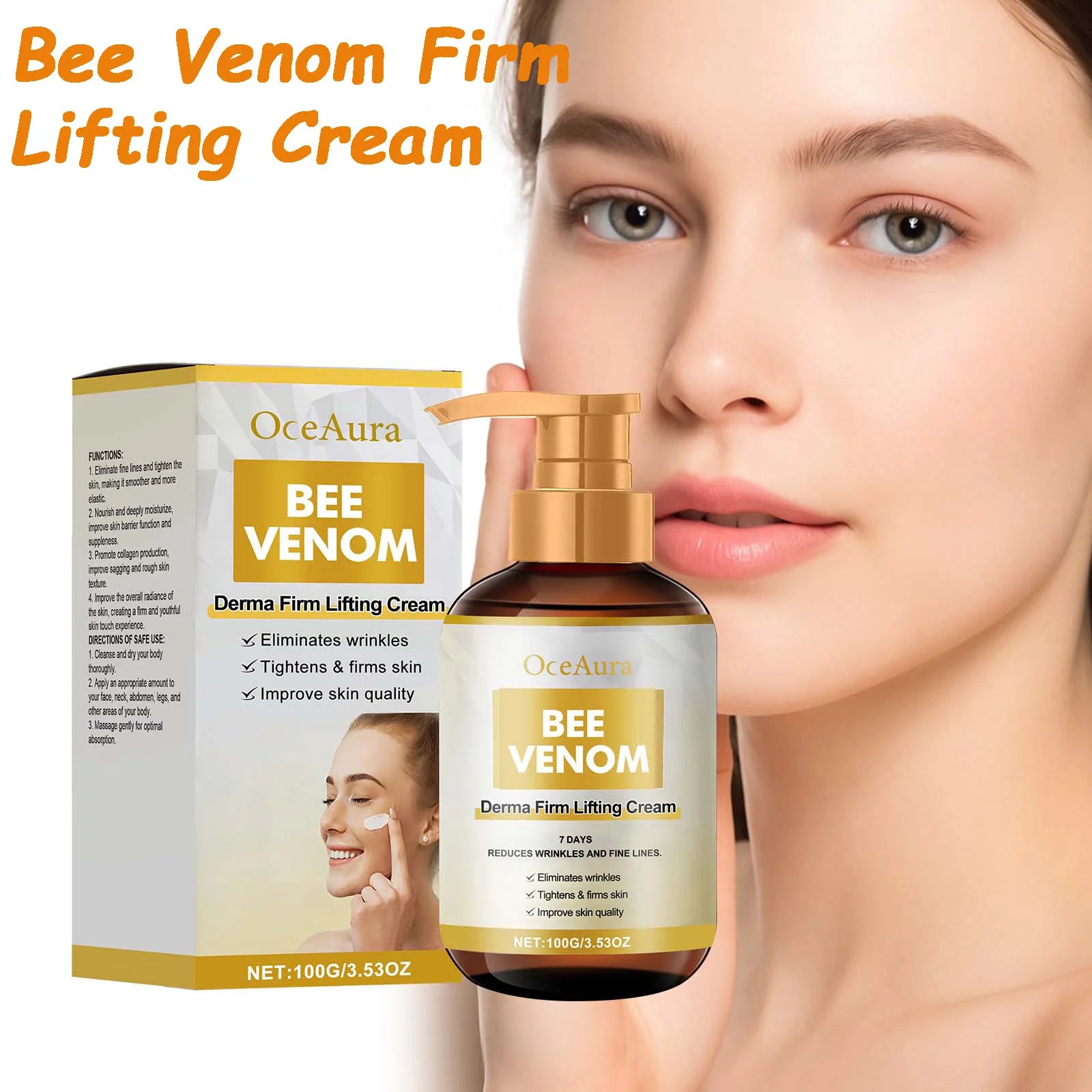 Bee Venom Firm Lifting Cream for Face & Body Tightening Contours Fade Fine Lines Deep Moisturizing Nourishing Brightening Skin Oasis Select