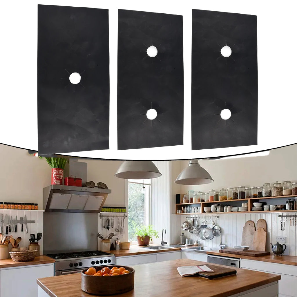 3Pcs/Set Gas Stove Pad Stove Protective Cover 5-Hole Kitchen Cleaning Anti-dirty Protector Pads 54x27cm Oasis Select