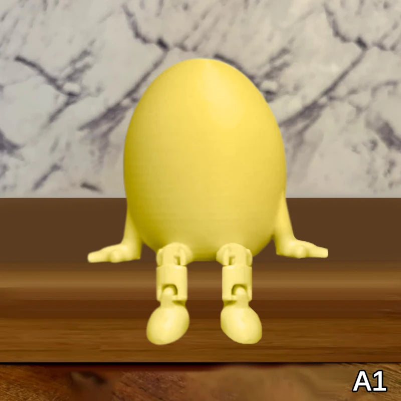 Articulated Bunny Egg Figurine Easter Decoration Movable Leg Joint Egg Statue Home Office Desktop Ornament And Gift Oasis Select A1