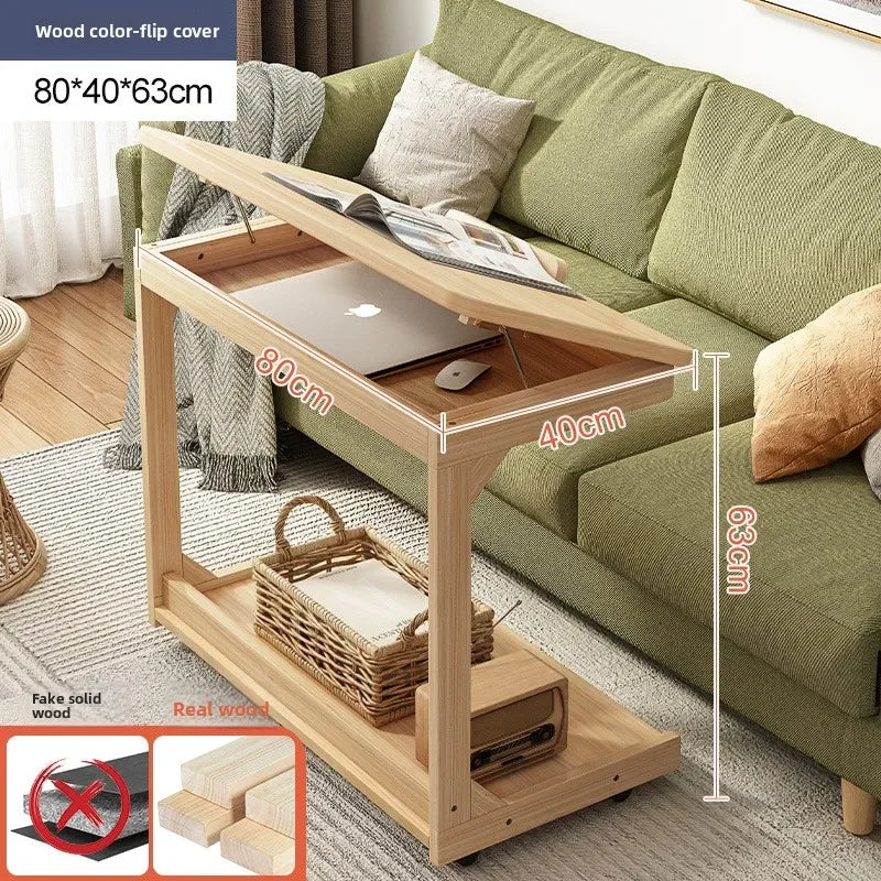 Multi-functional Removable flip solid wood edge few living room household side table sofa small coffee table sturdy and durable Oasis Select Log F