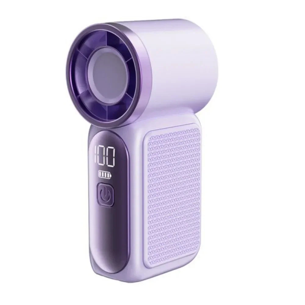 Cooling 6 Gear Wind Mini Portable Fan Air Turbo Tech LED Display USB Rechargeable Fan Adjustable Ultra-quiet Pocket Fan Camping Oasis Select Purple