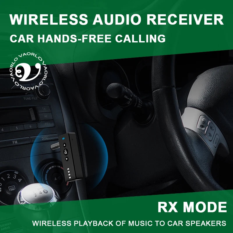 Bluetooth 5.4 Audio Transmitter Receiver 3.5MM AUX Support TF Card Play MIC Collar-Clip Wireless Adapter For Car Airplane TV PC Oasis Select