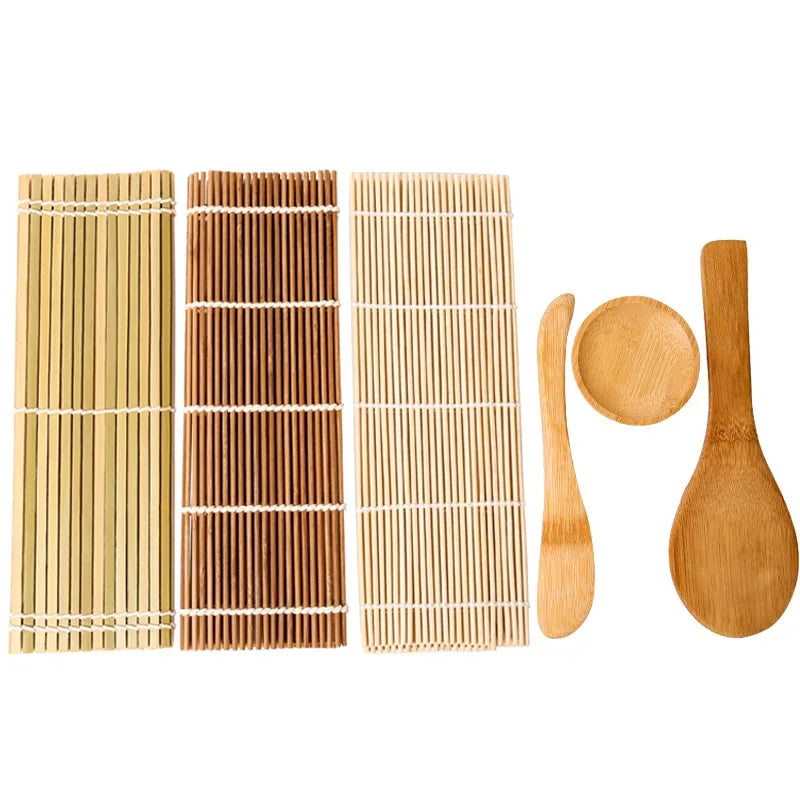Natural Bamboo Sushi Maker Roller Mat DIY Japanese Sushi Making Kit With Rice Paddles Sushi Mold Onigiri Tool Set Sushi Accessor Oasis Select