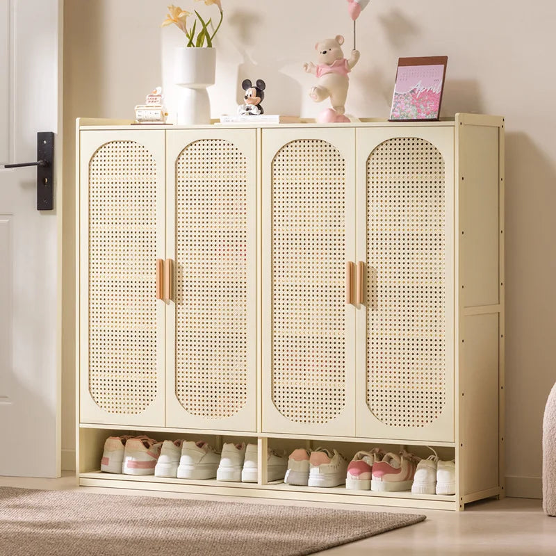 Cream wind arc door shoe cabinet living room household entrance entrance multi-layer shoe rack dormitory storage cabinet storage Oasis Select