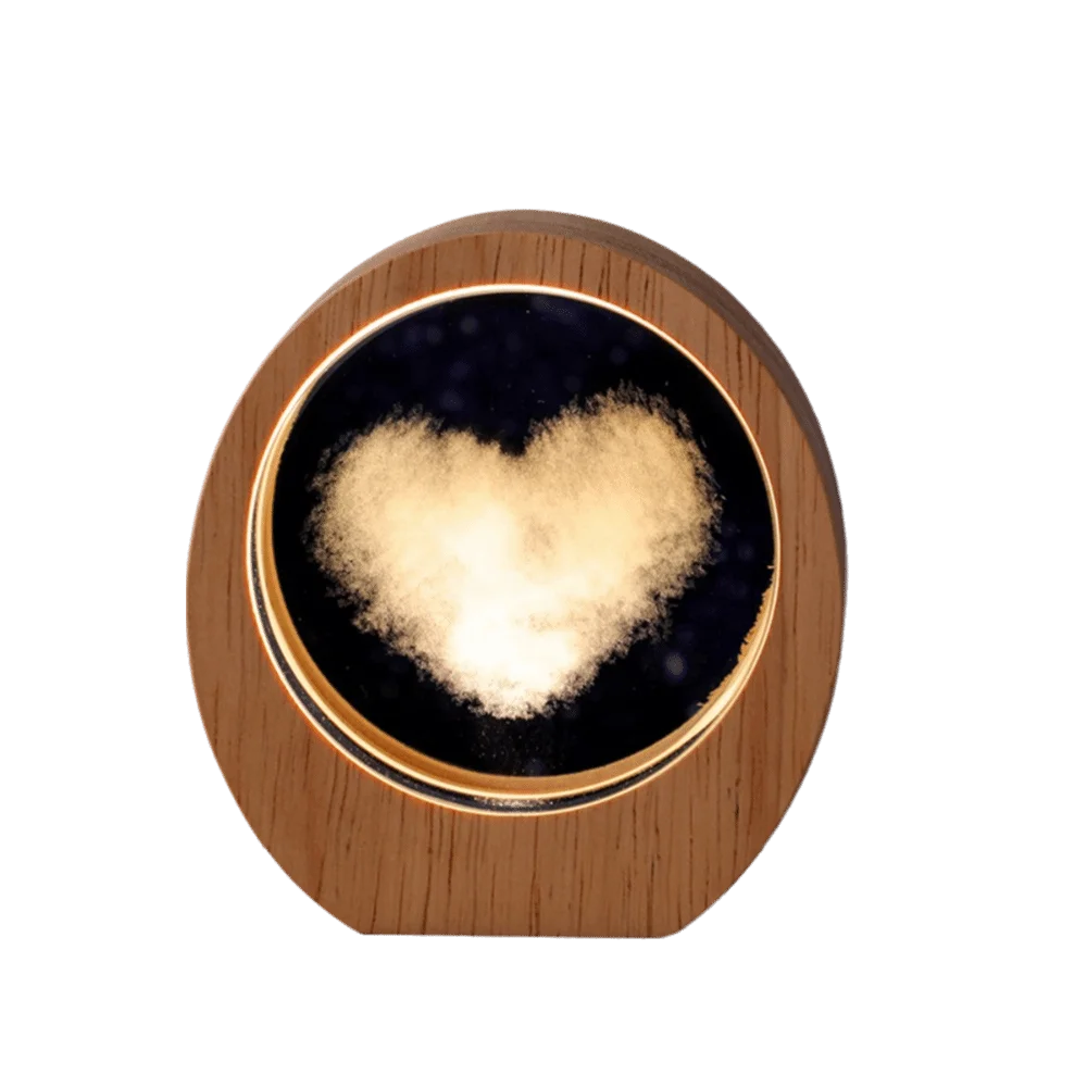 3D Solar System Planet Night Light – Wood Base Crystal Glow